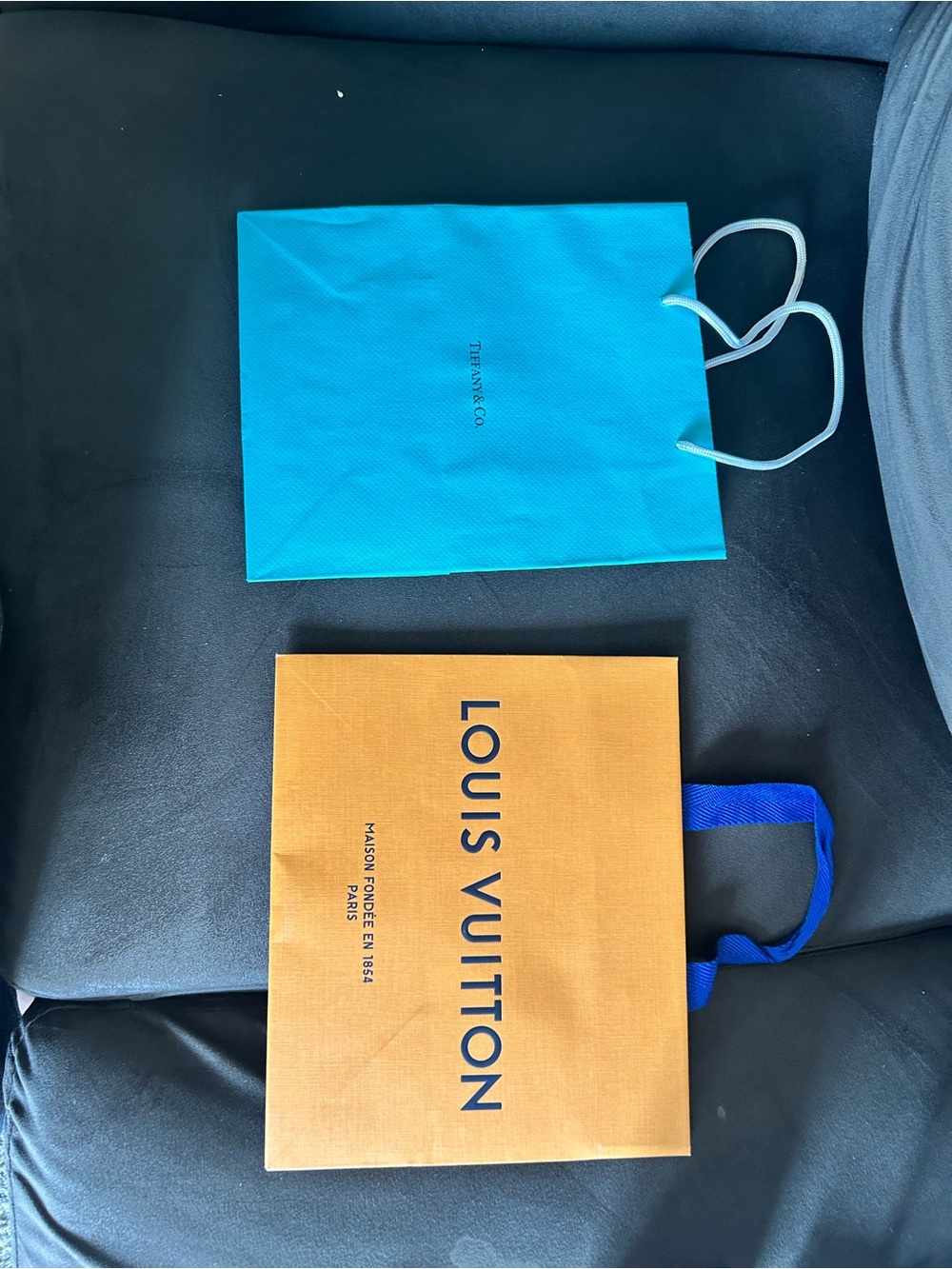 Tiffany & Co. Blue Shopping Bag with Louis Vuitton Orange Bag